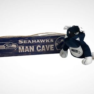 NFL Seattle Seahawks Man Cave Wooden Sign & Plush Bulldog Bundle!